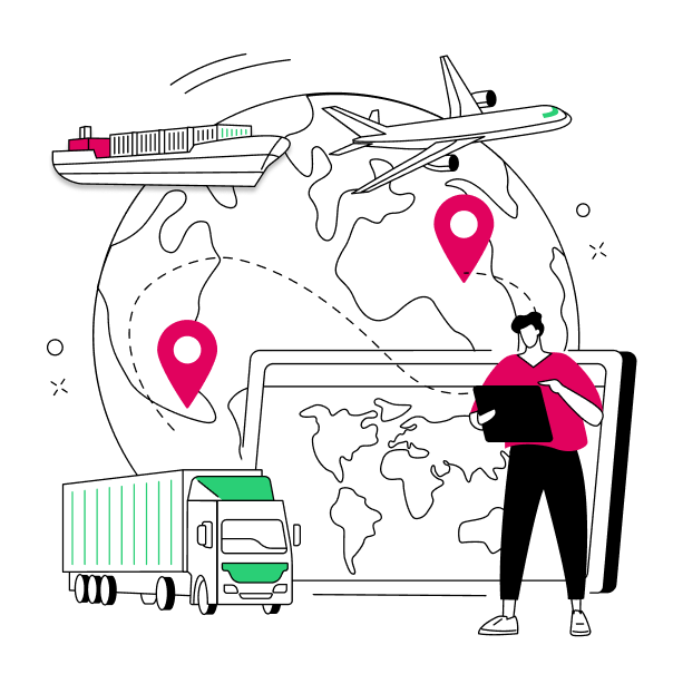 Visual representation of global trade and business empowerment